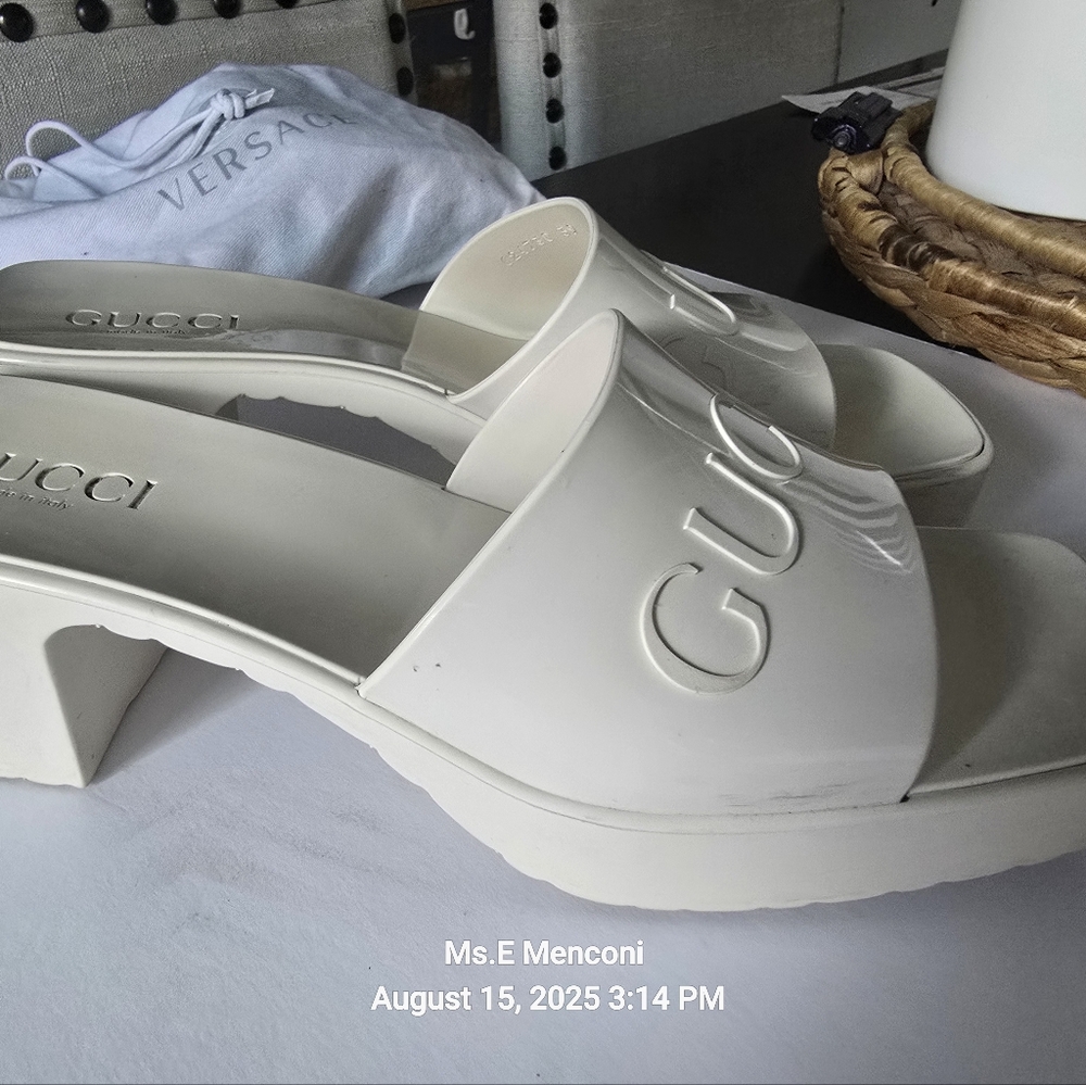 Gucci Women's White Logo Mules Rubber